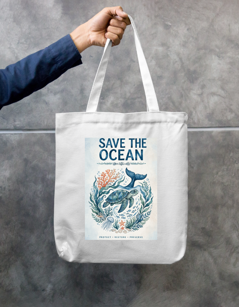 Save Ocean Tote Bag Zipper Tote Bag by @rd_digital_store