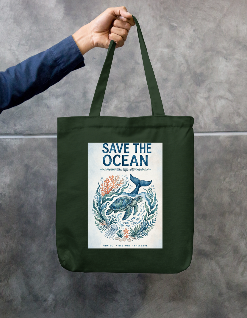Save Ocean Tote Bag Zipper Tote Bag by @rd_digital_store
