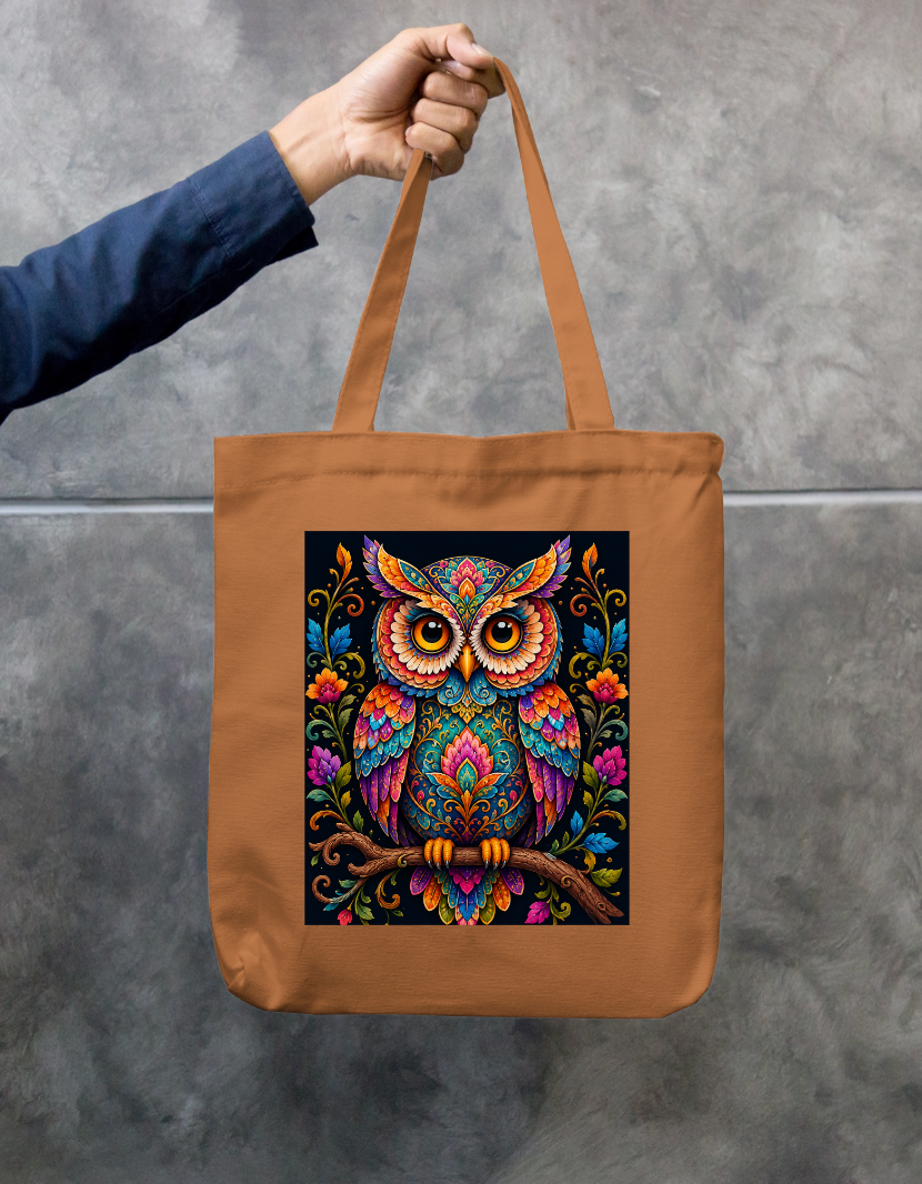 Ornamental Owl Zipper Tote Bag by Shubhra Saha