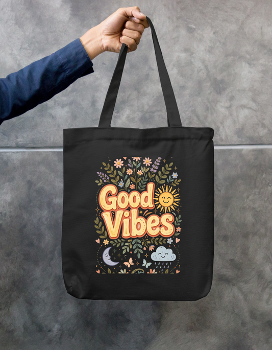 Good Vibes Tote  Bag Zipper Tote Bag by @rd_digital_store