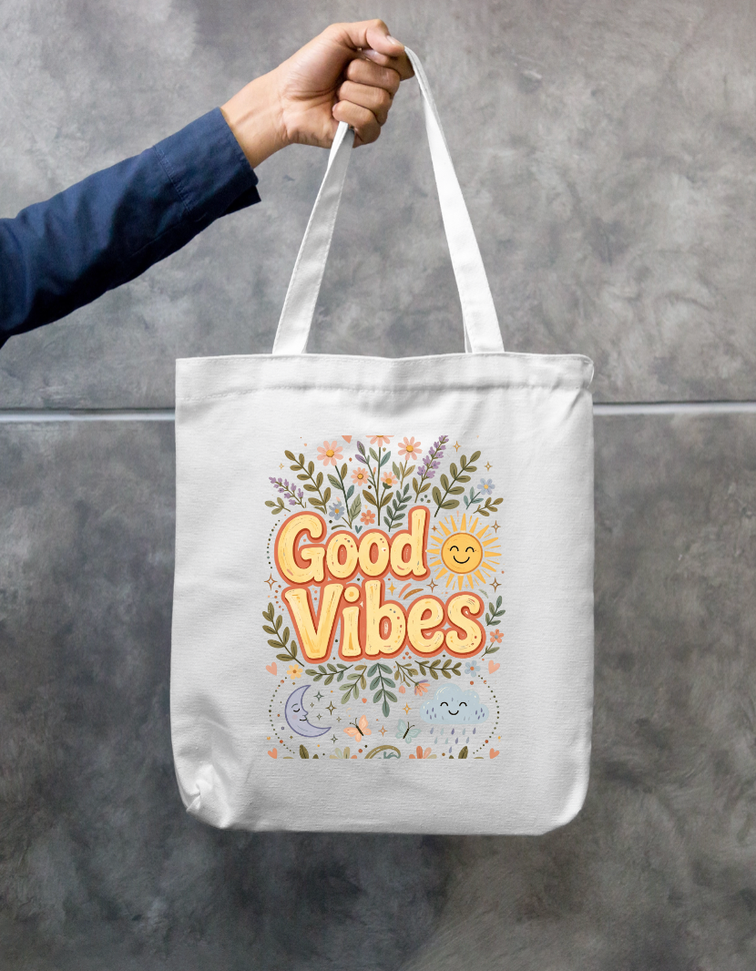 Good Vibes Tote  Bag Zipper Tote Bag by @rd_digital_store