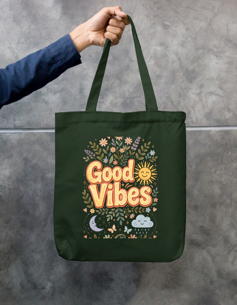 Good Vibes Tote  Bag Zipper Tote Bag by @rd_digital_store