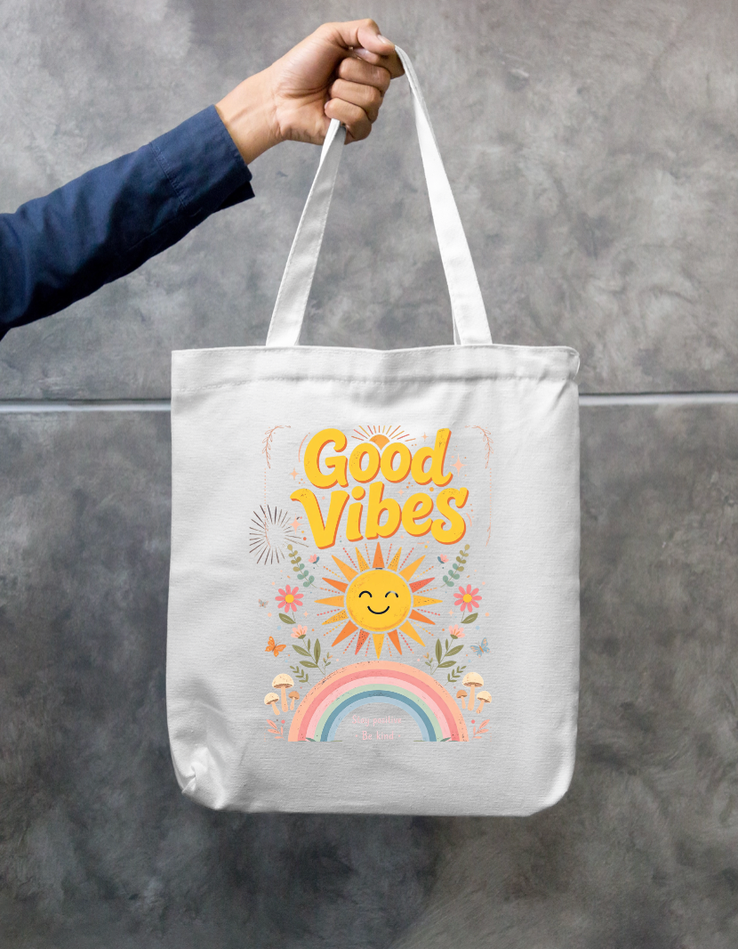 Good Vibes Tote bag Zipper Tote Bag by @rd_digital_store