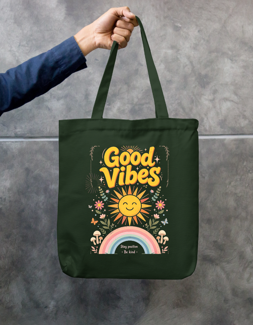 Good Vibes Tote bag Zipper Tote Bag by @rd_digital_store