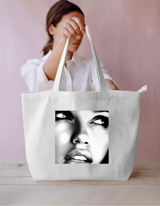 White daily tote bag with futuristic design Everyday Large Tote Bag by @allabout_dhruvisha