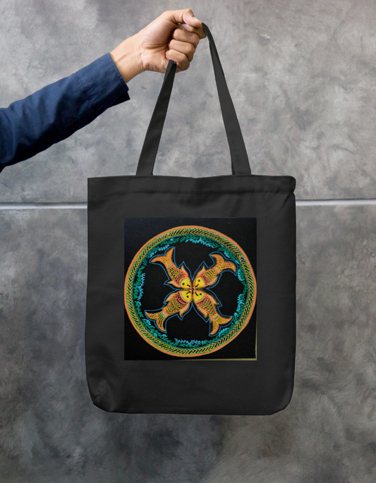 Fish motif Zipper Tote Bag by Shubhra Saha