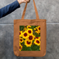 Golden Daisy Zipper Tote Bag by Sujatha