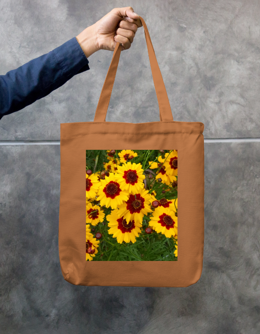 Golden Daisy Zipper Tote Bag by Sujatha