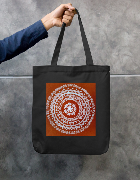 Alpana design Zipper Tote Bag by Shubhra Saha