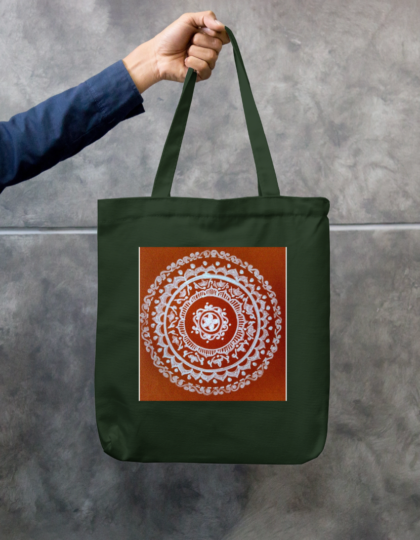 Alpana design Zipper Tote Bag by Shubhra Saha