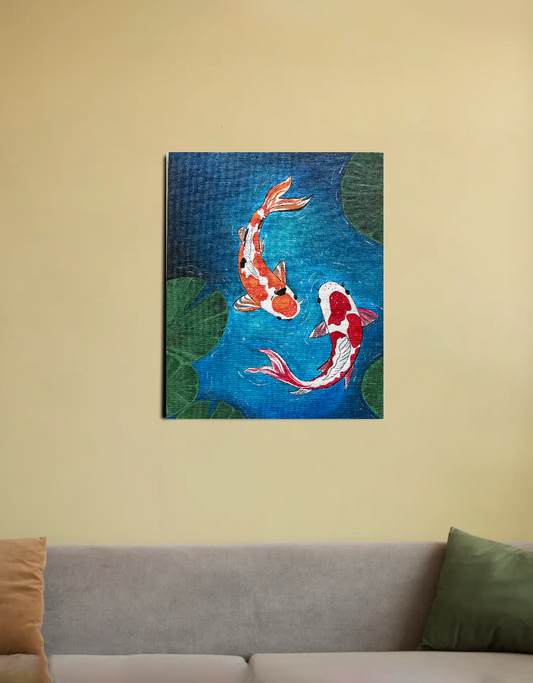 Koi fish pond 16"x20" Canvas Poster by @thegallery.station