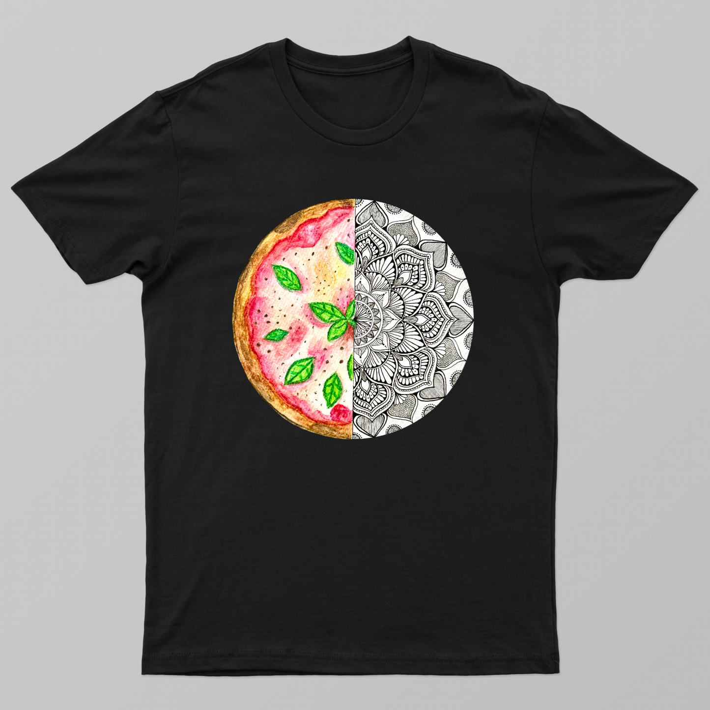 Pizza Meets Mandala Unisex T-shirt by @sketch.box.studios