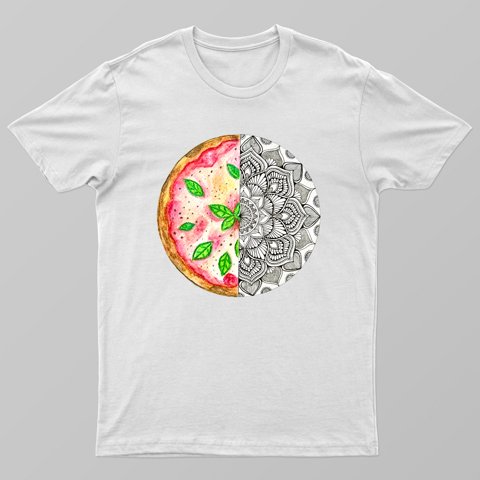 Pizza Meets Mandala Unisex T-shirt by @sketch.box.studios