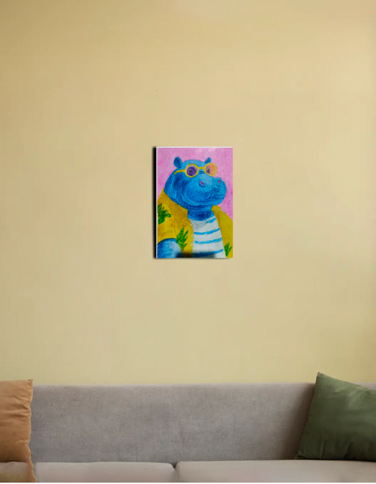 Hippo in paradise 8"x12" Canvas Poster by @artistic_aura0