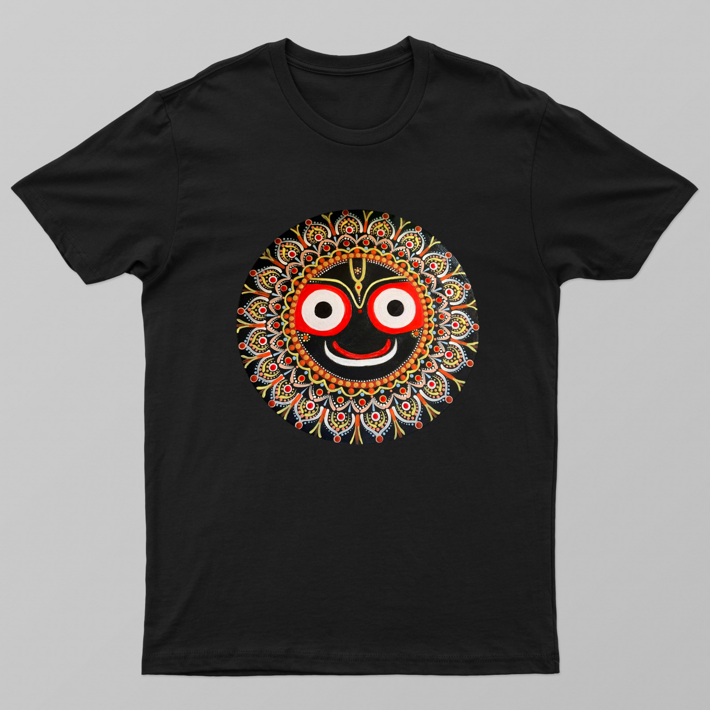 Black Tshirt with Jagannath Dot Mandala Unisex T-shirt by @numa.arts
