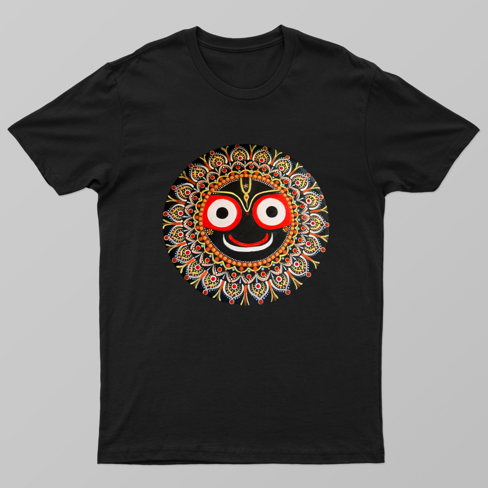 Black Tshirt with Jagannath Dot Mandala Unisex T-shirt by @numa.arts