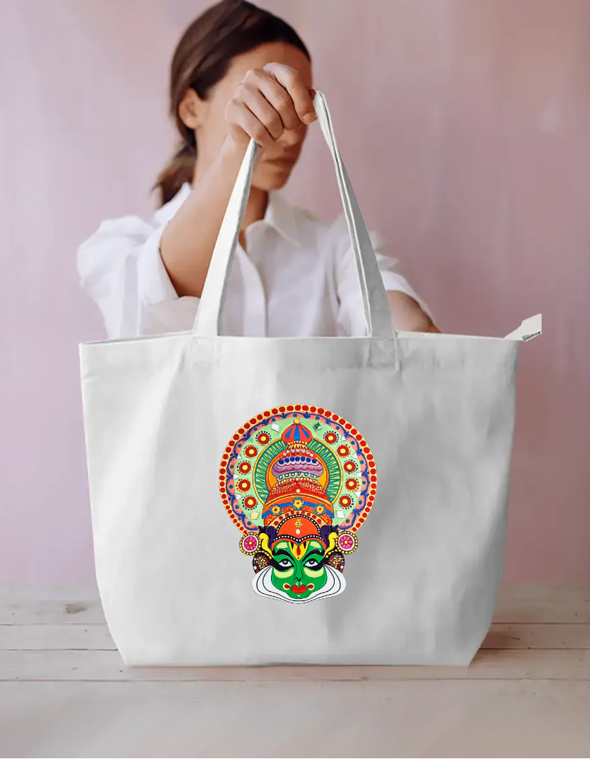 Tote Bag with Kathakali Design Everyday Large Tote Bag by @numa.arts