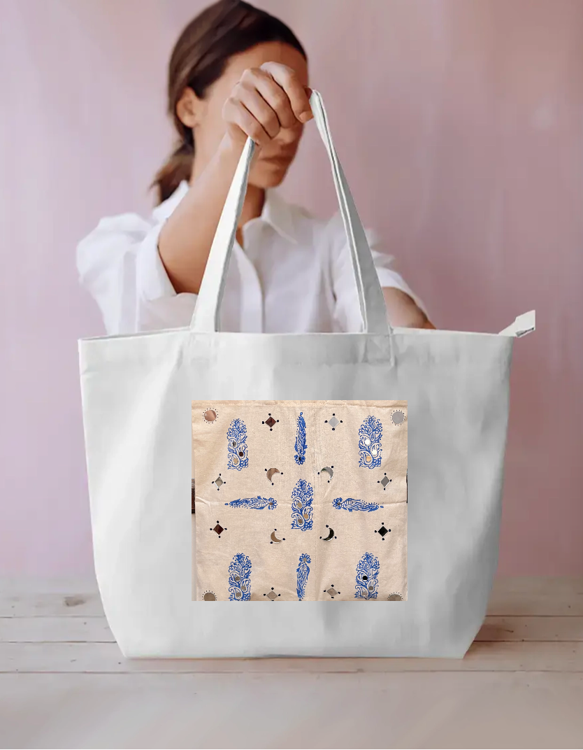 Traditional block print tote bac Everyday Large Tote Bag by @radhe_.craft