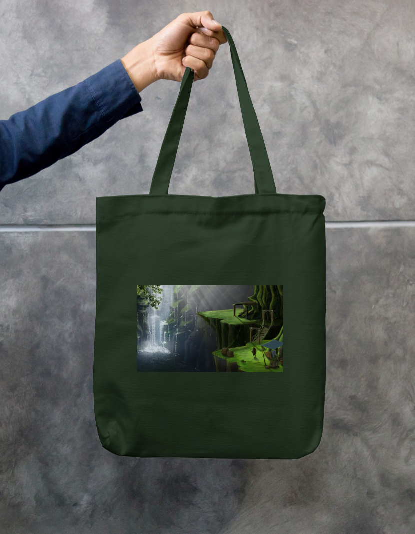 Enchanted waterfall Zipper Tote Bag by @_pranali.pangare