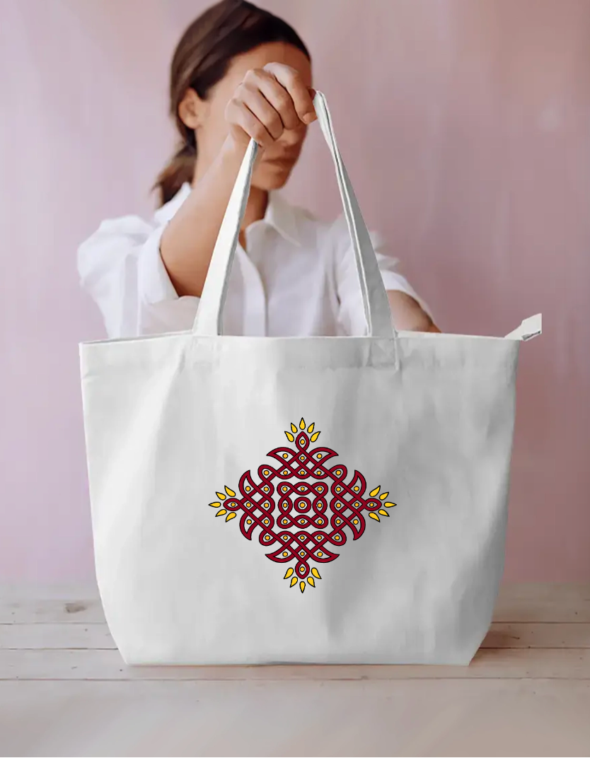 Kolam Design Everyday Large Tote Bag by Sujatha