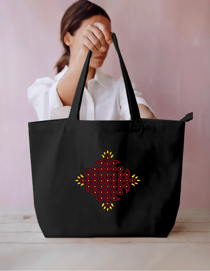 Kolam Design Everyday Large Tote Bag by Sujatha