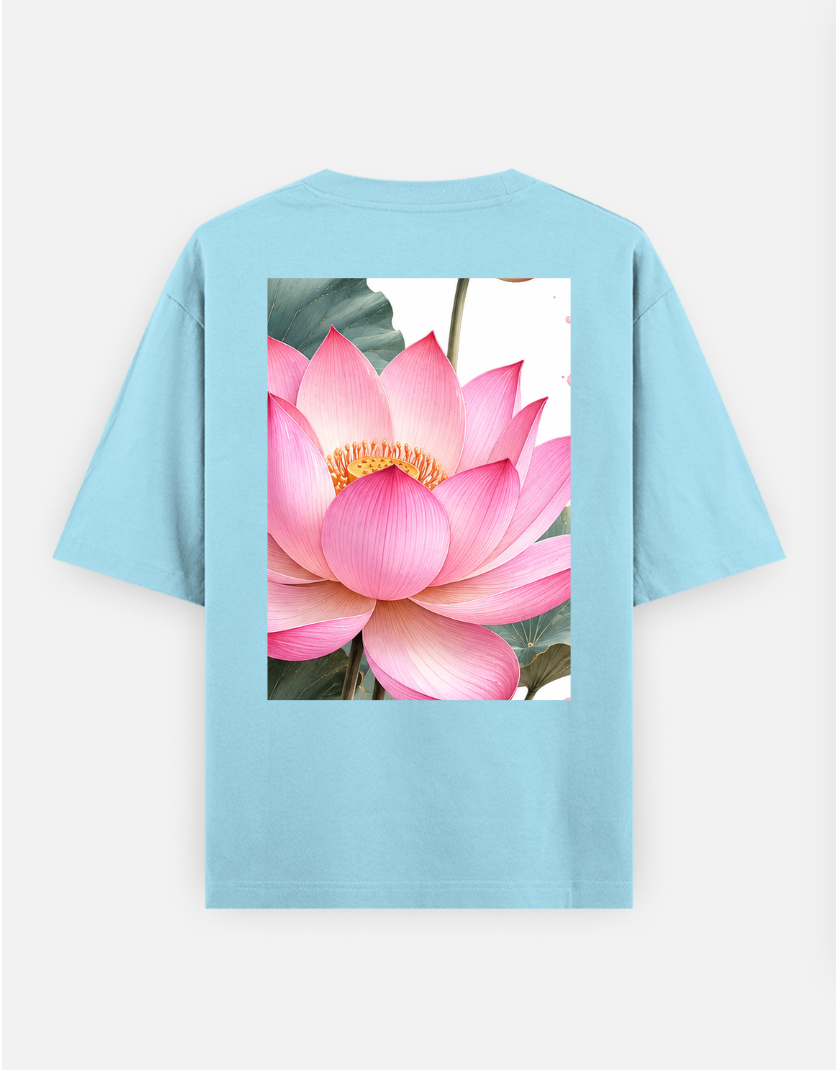 Pink lotus Oversized T-shirt (Back print) by Subha sardar