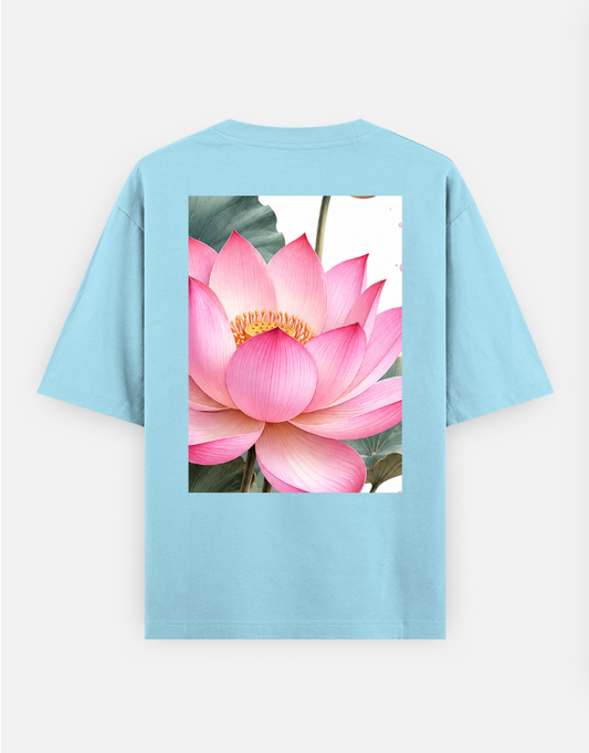 Pink lotus Oversized T-shirt (Back print) by Subha sardar