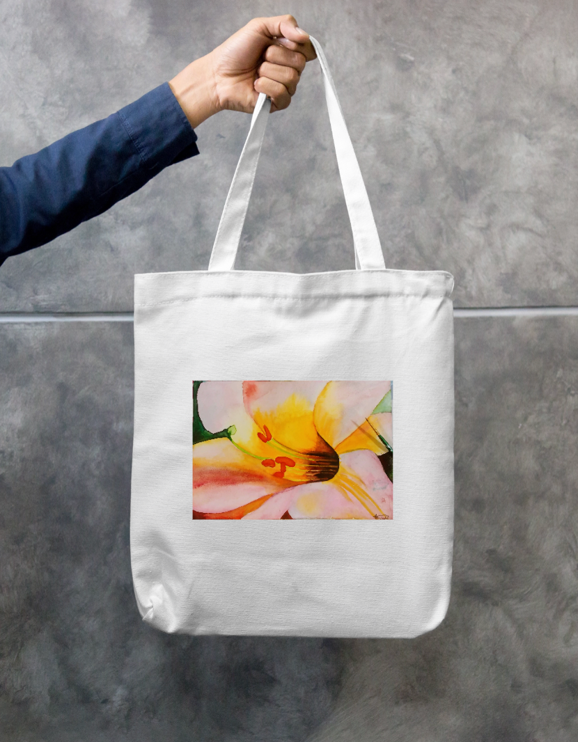 Pinky flower Zipper Tote Bag by Usha K