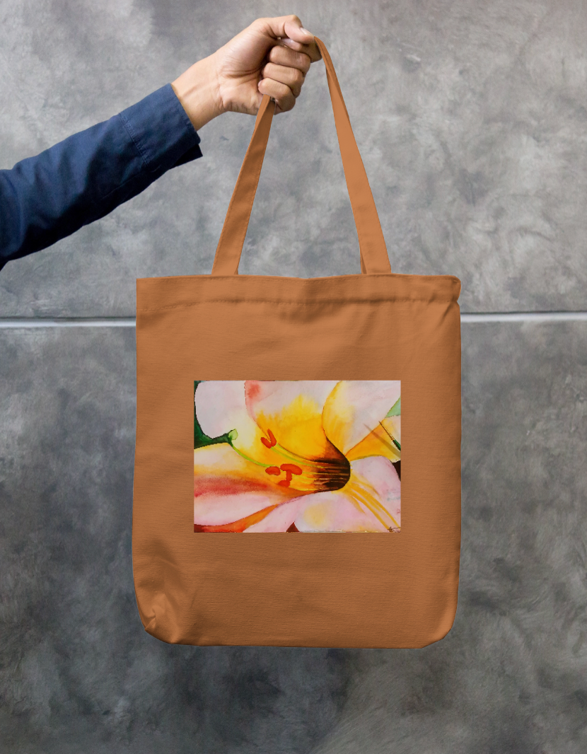 Pinky flower Zipper Tote Bag by Usha K