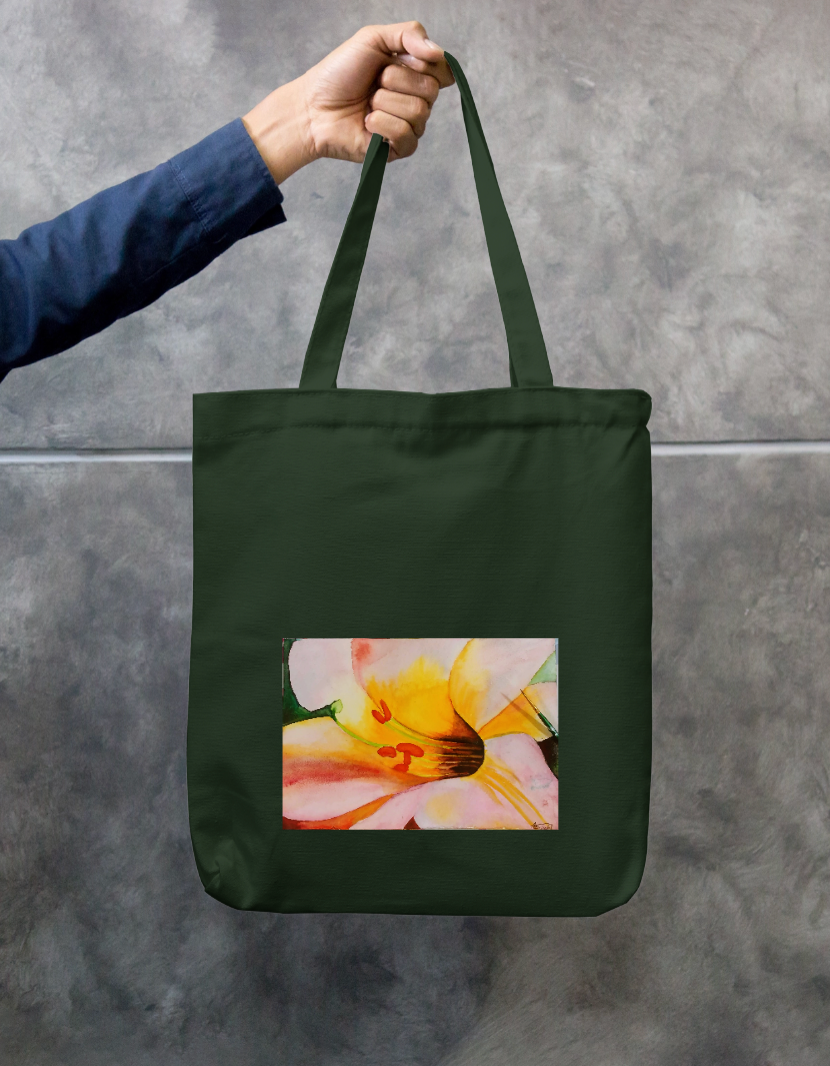Pinky flower Zipper Tote Bag by Usha K