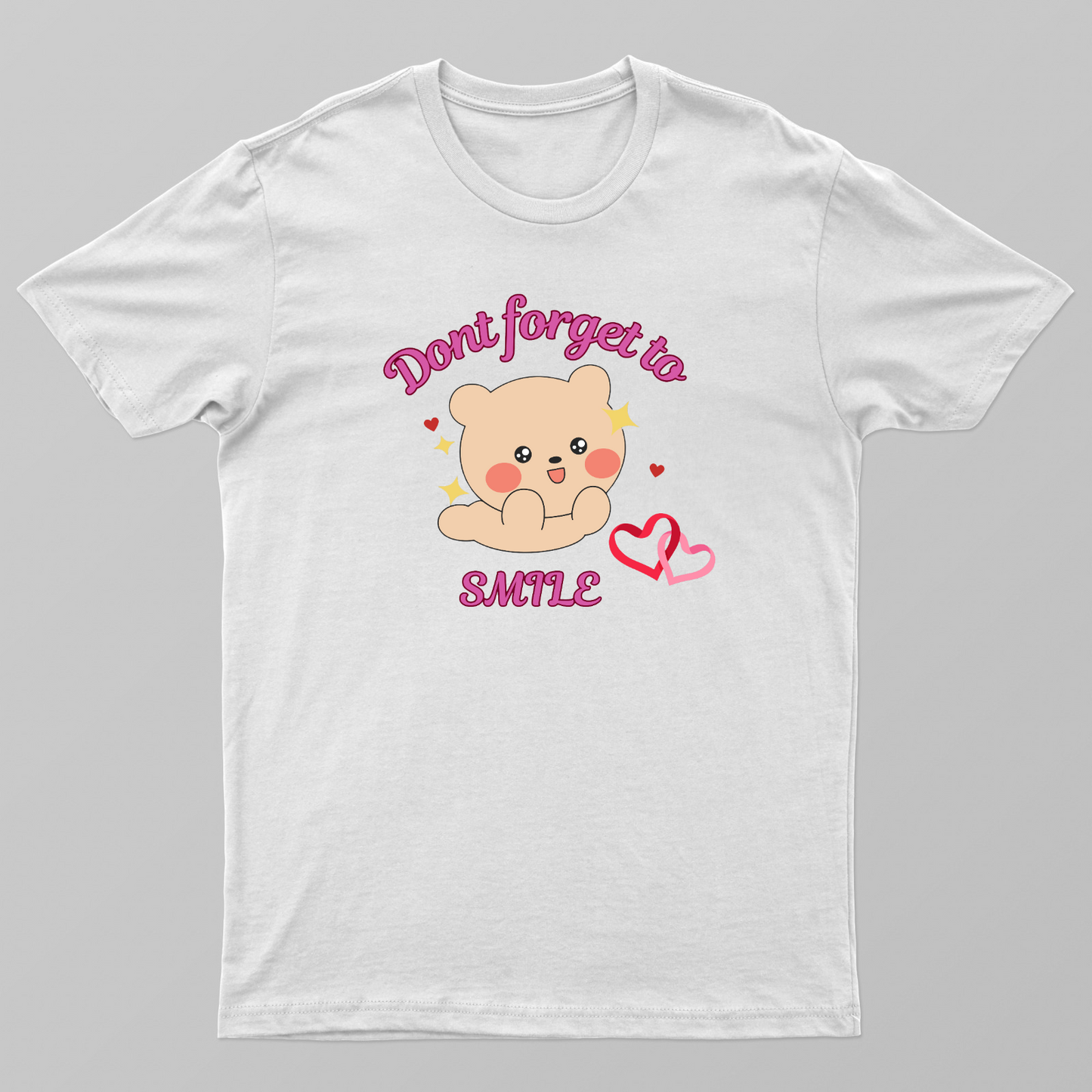 Cute Kawaii Bear "Don't Forget to Smile" T-Shirt Unisex T-shirt by SeJaa_Studio