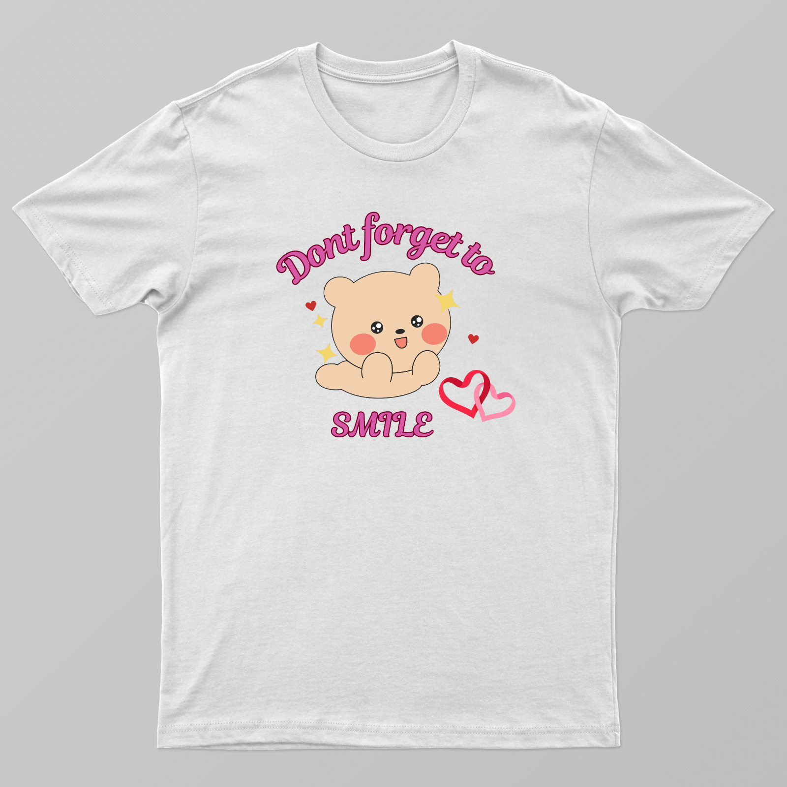 Cute Kawaii Bear "Don't Forget to Smile" T-Shirt Unisex T-shirt by SeJaa_Studio