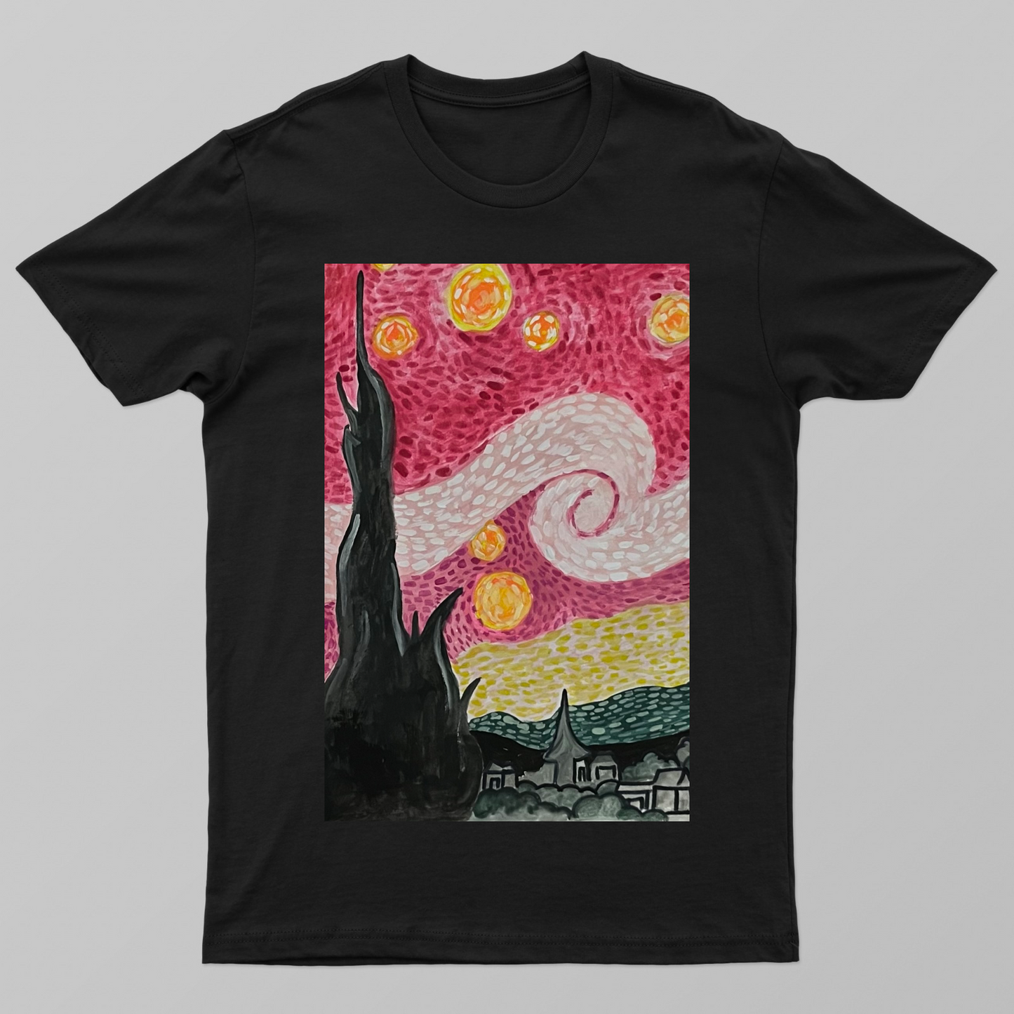 Starry Night but pink 🩷 Unisex T-shirt by @heytaskin