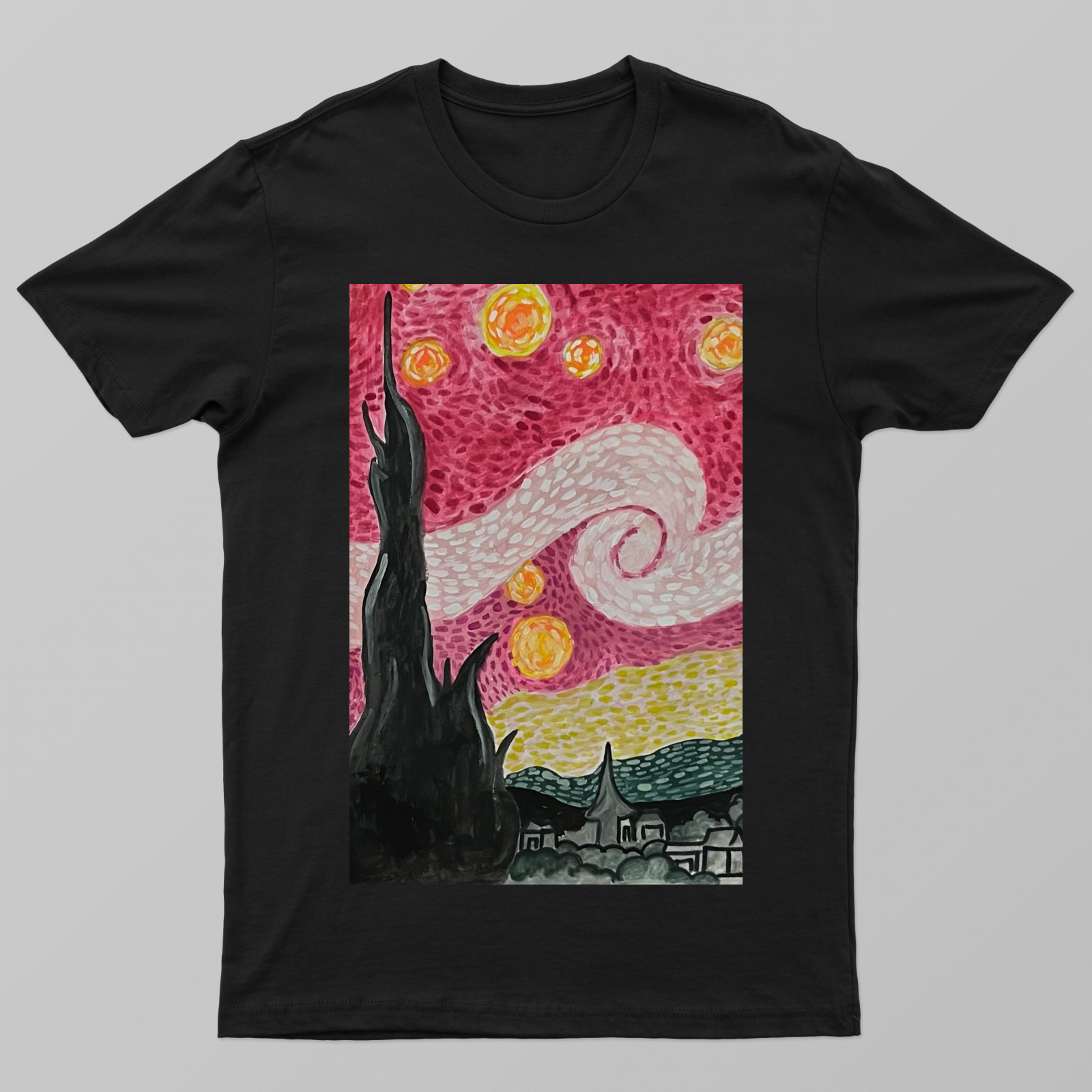 Starry Night but pink 🩷 Unisex T-shirt by @heytaskin