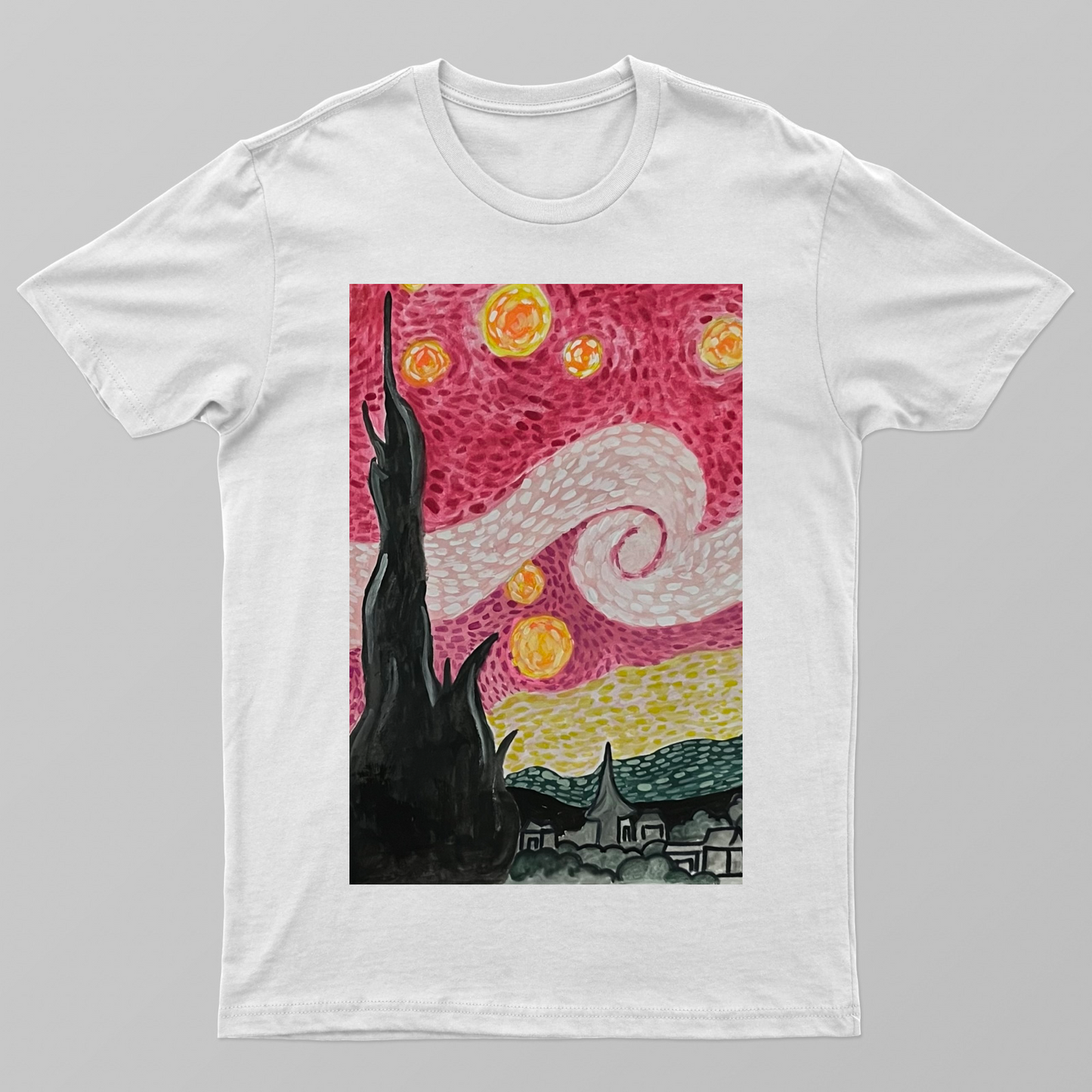 Starry Night but pink 🩷 Unisex T-shirt by @heytaskin