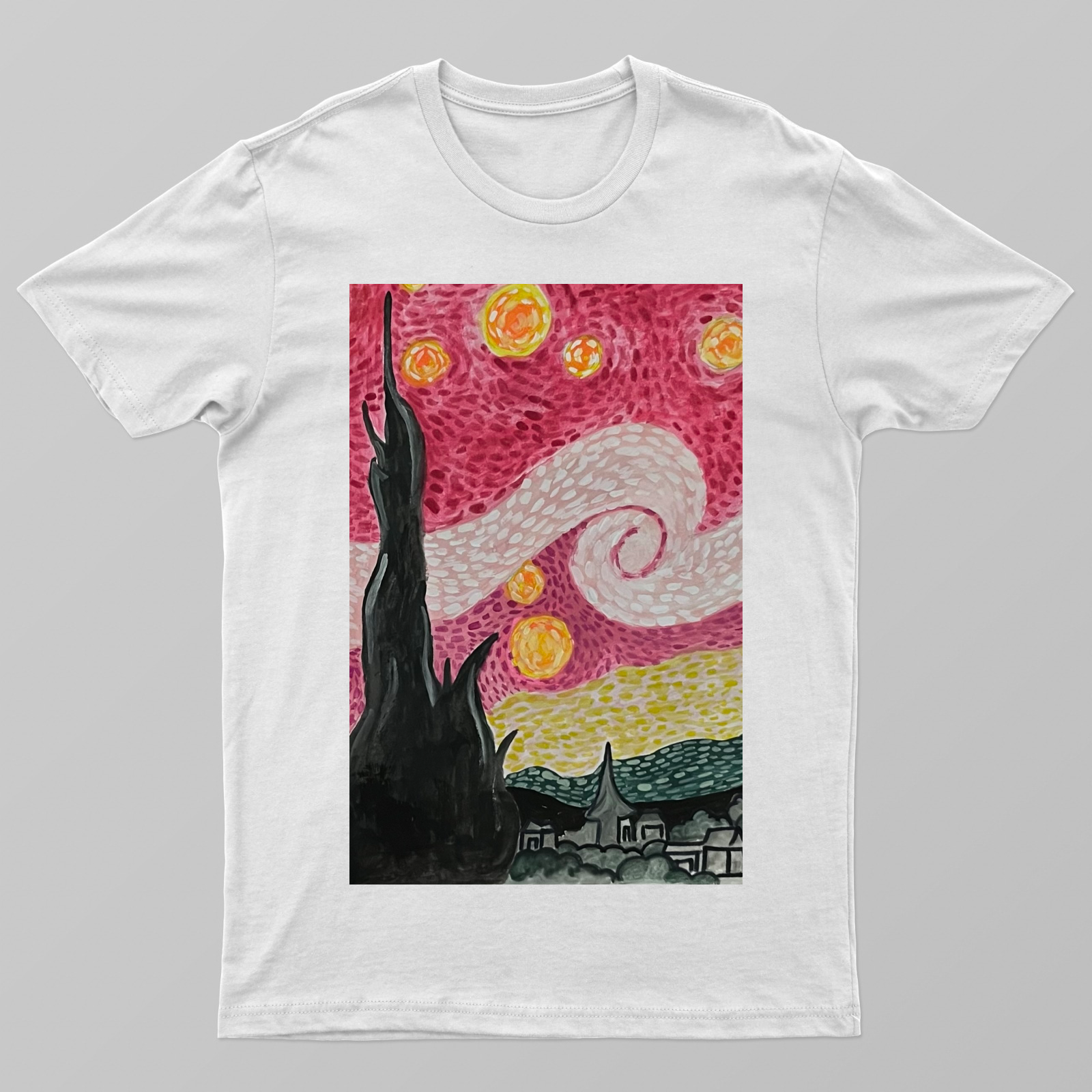 Starry Night but pink 🩷 Unisex T-shirt by @heytaskin