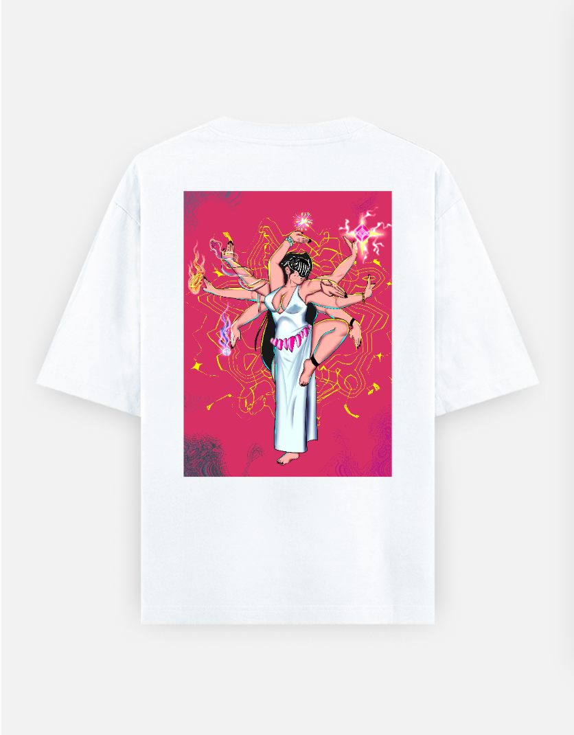 She Who Sees Beyond Oversized T-shirt (Back print) by @deliriumbyprashant308