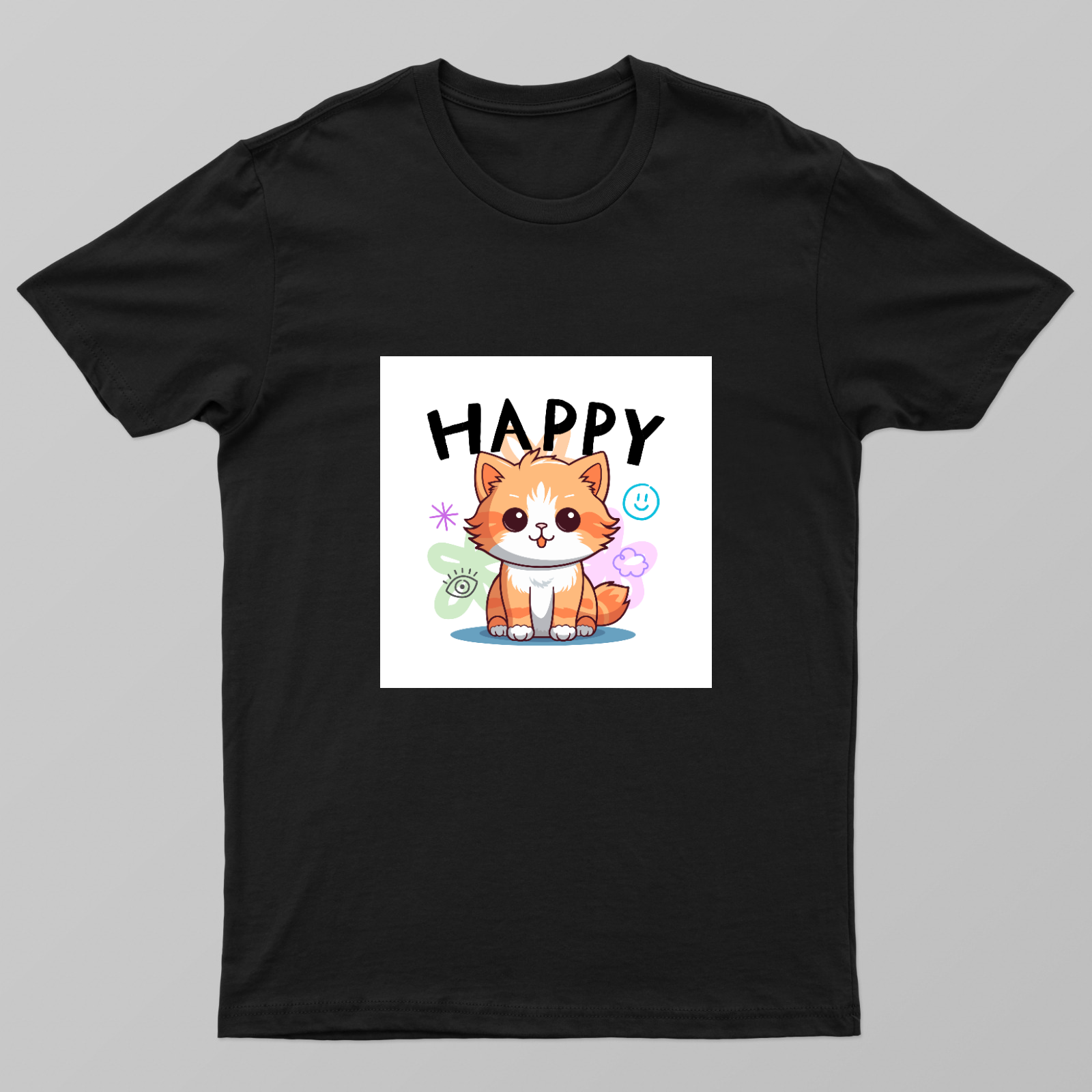 Cute Happy Orange Tabby Cat Cartoon – Kawaii Smiling Kitty Illustration  More Title Ideas Unisex T-shirt by Rohini Gudivaka