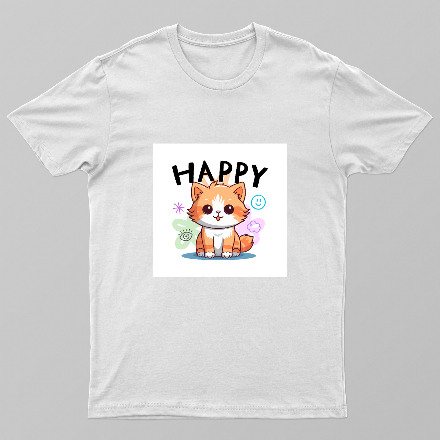 Cute Happy Orange Tabby Cat Cartoon – Kawaii Smiling Kitty Illustration  More Title Ideas Unisex T-shirt by Rohini Gudivaka
