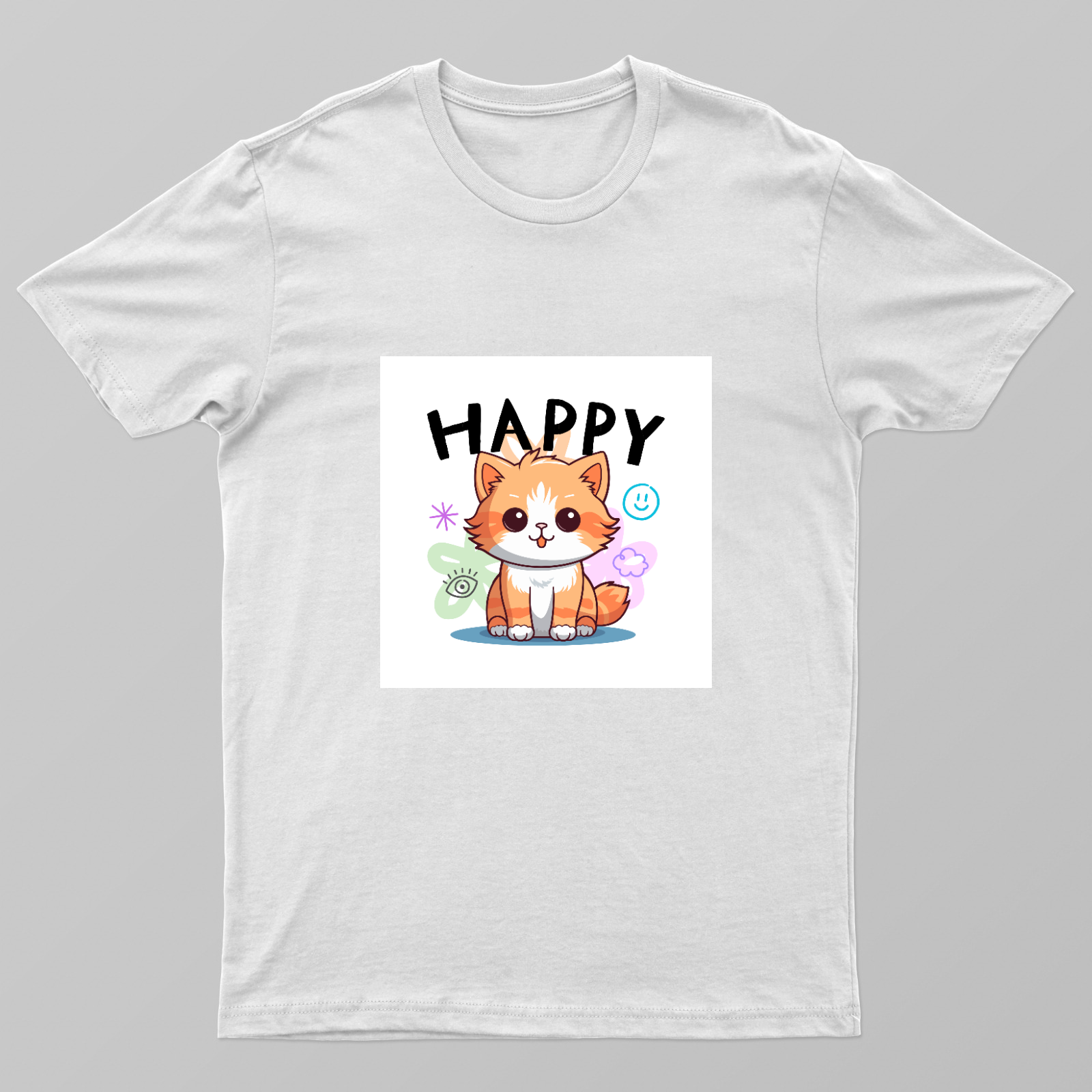 Cute Happy Orange Tabby Cat Cartoon – Kawaii Smiling Kitty Illustration  More Title Ideas Unisex T-shirt by Rohini Gudivaka