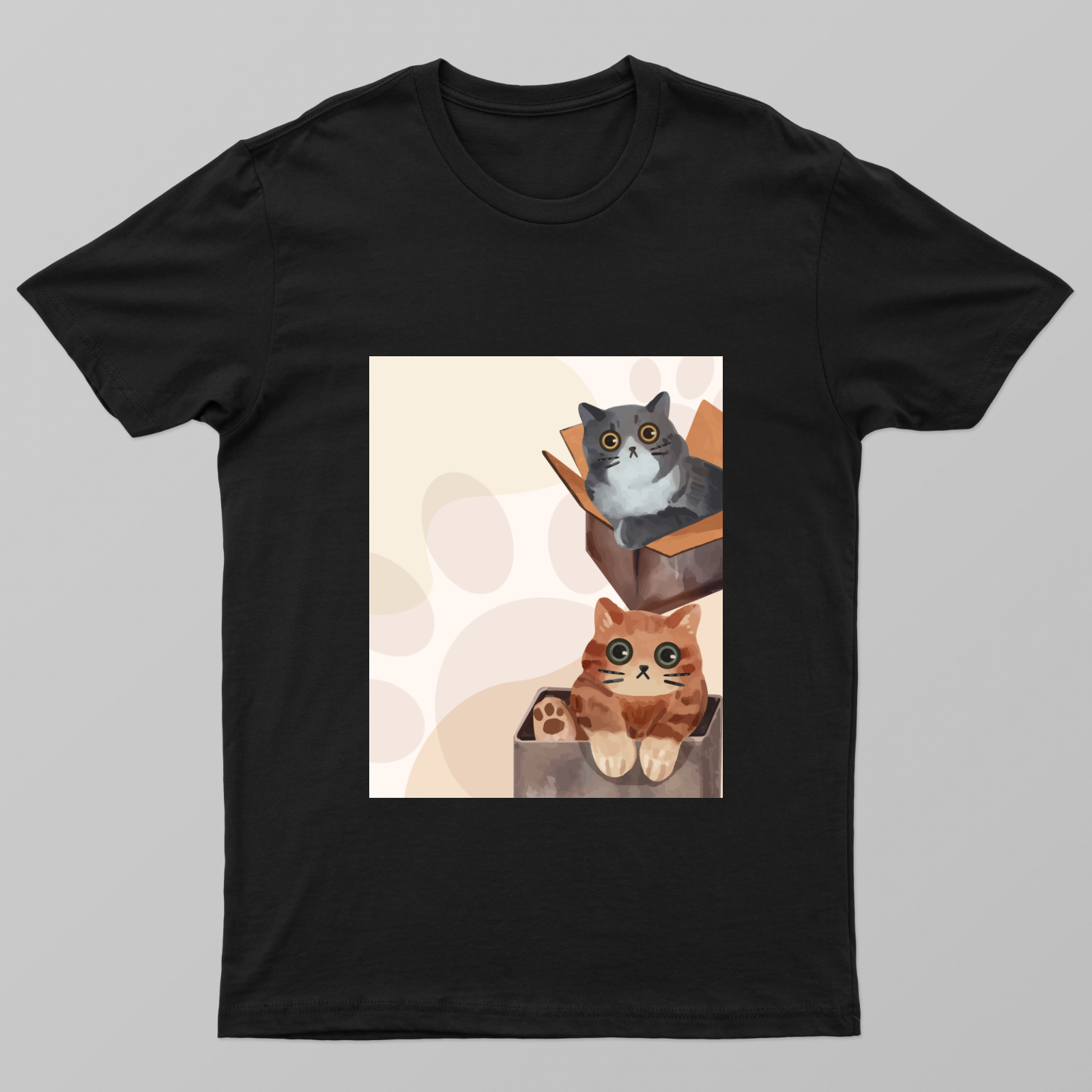 Cute Cats in Cardboard Boxes – Adorable Kawaii Cat Illustration for Cat Lovers Unisex T-shirt by Rohini Gudivaka