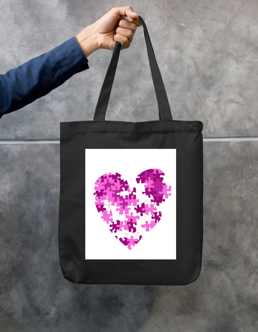 Love Puzzle Totebag Zipper Tote Bag by @kalanjali.__