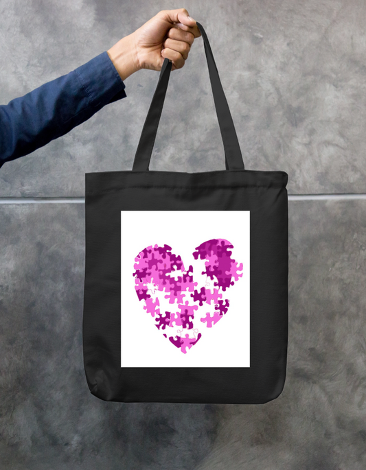 Love Puzzle Totebag Zipper Tote Bag by @kalanjali.__