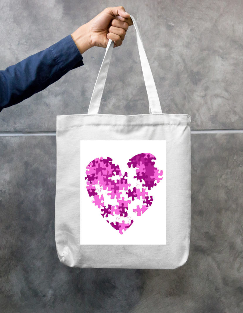 Love Puzzle Totebag Zipper Tote Bag by @kalanjali.__