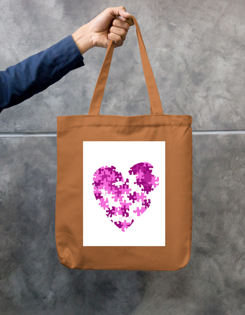 Love Puzzle Totebag Zipper Tote Bag by @kalanjali.__