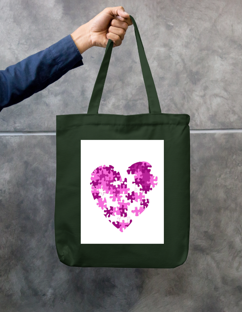 Love Puzzle Totebag Zipper Tote Bag by @kalanjali.__