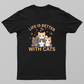 Life Is Better With Cats Vintage Style Graphic Tee Unisex T-shirt by SeJaa_Studio