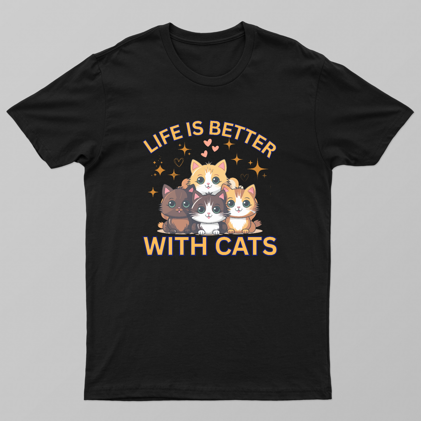Life Is Better With Cats Vintage Style Graphic Tee Unisex T-shirt by SeJaa_Studio
