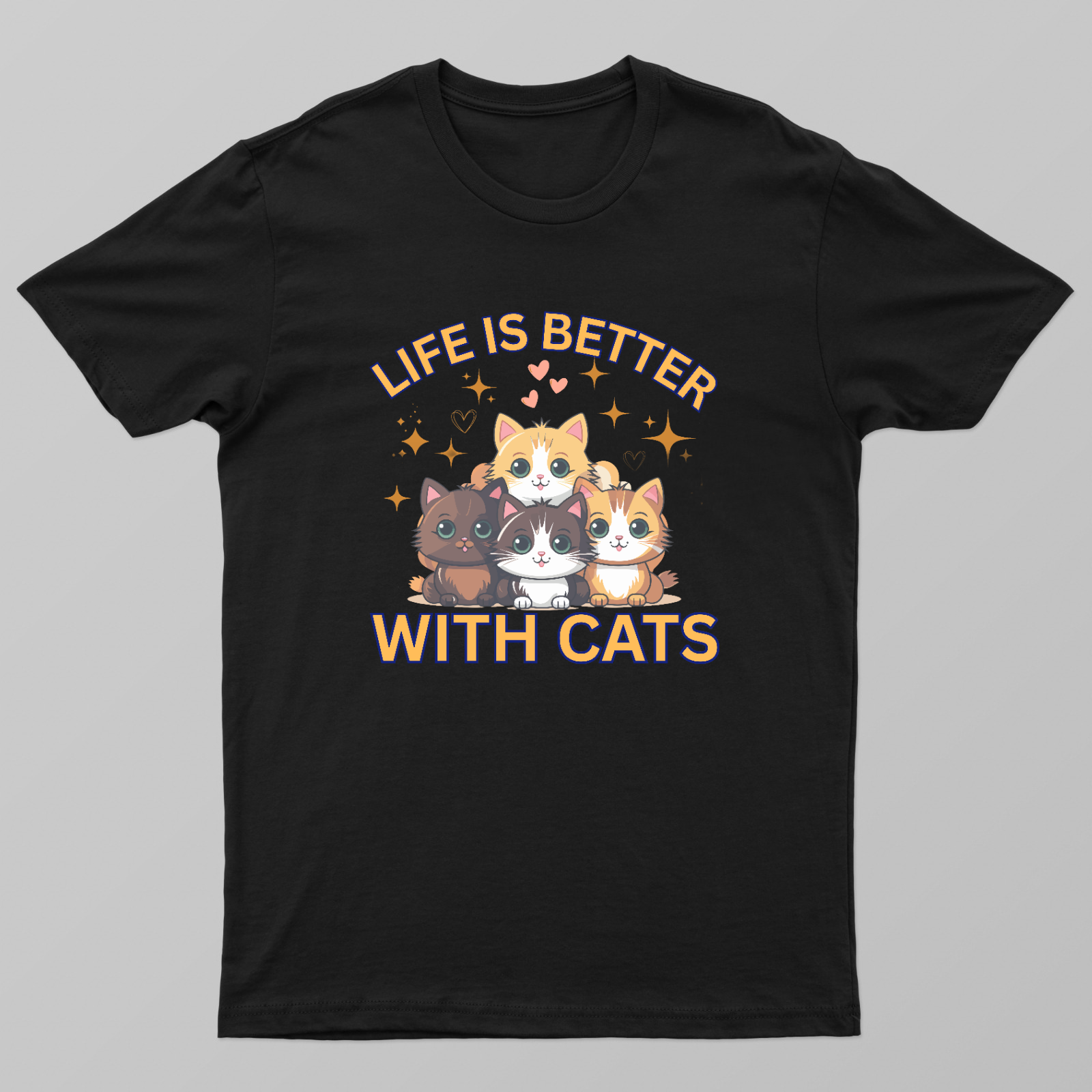 Life Is Better With Cats Vintage Style Graphic Tee Unisex T-shirt by SeJaa_Studio