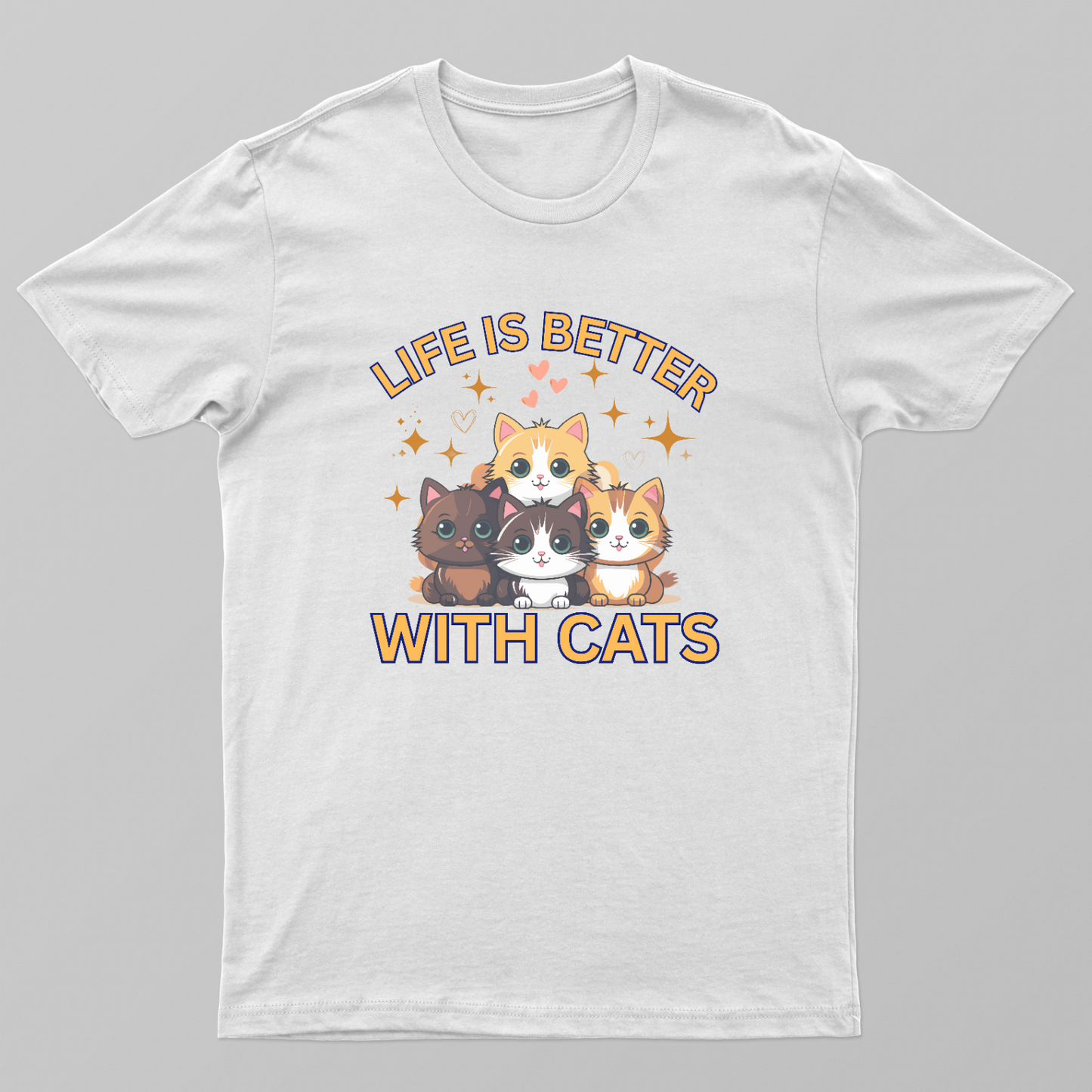 Life Is Better With Cats Vintage Style Graphic Tee Unisex T-shirt by SeJaa_Studio